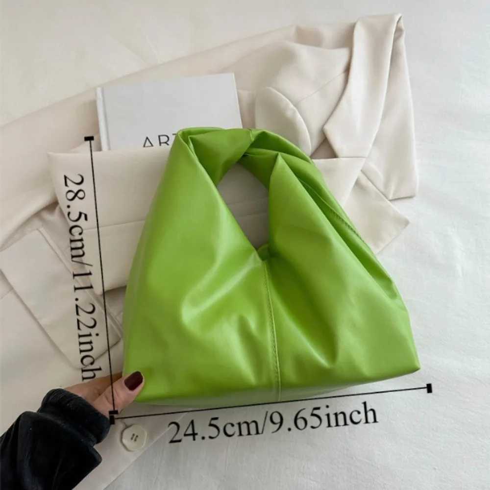 Korean Style Large Capacity Simple Pleated Handbag Square Stylish Women Tote Bag Solid Color Single-shoulder Bag Outdoor