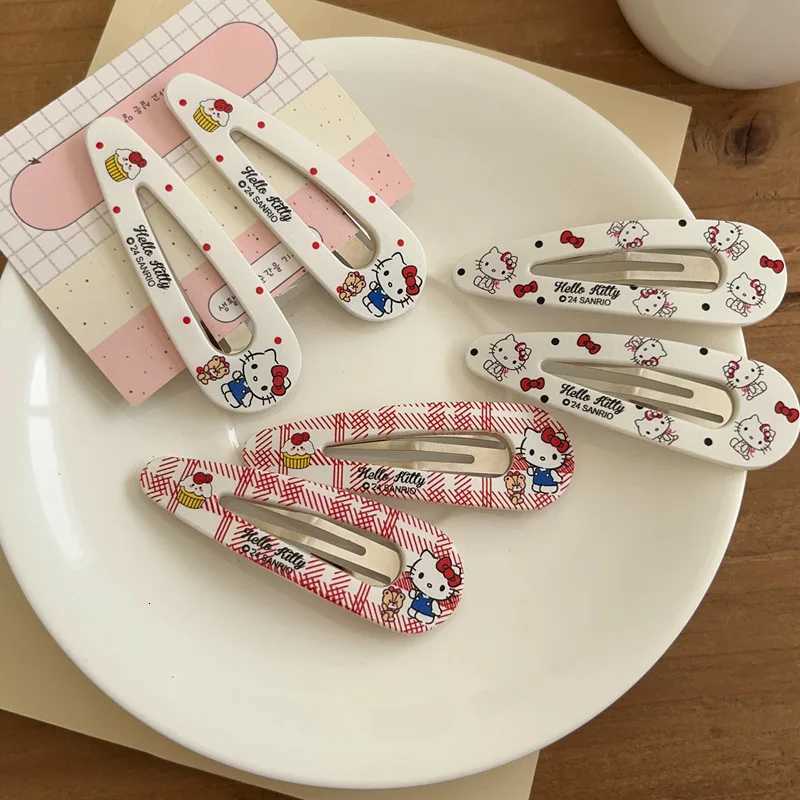 Sanrio 6pcs Girl Heart Wave Dot Grid HelloKitty Hairpin Shattered Hairpin w250716