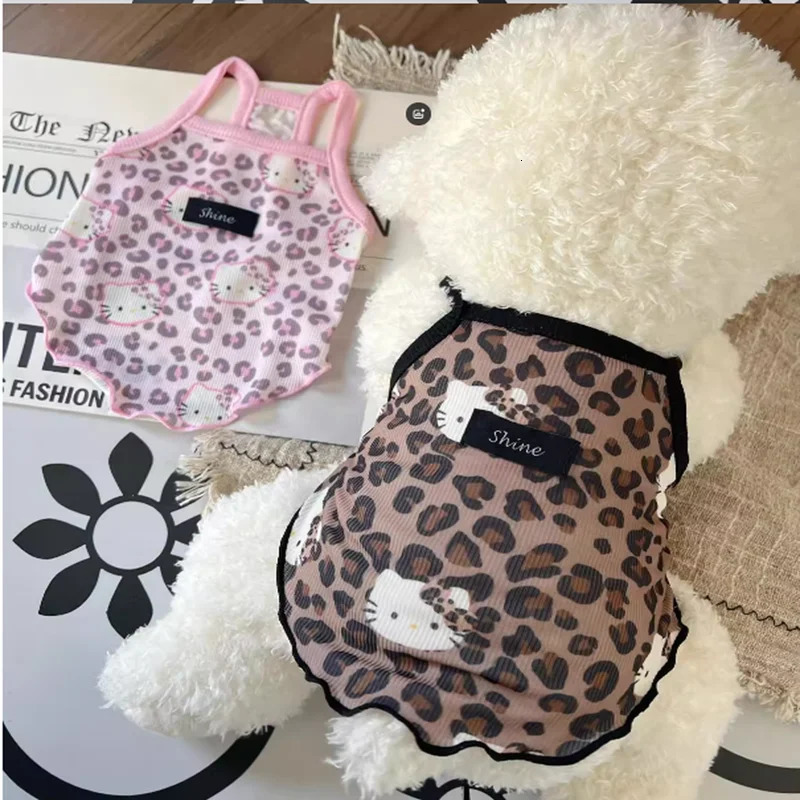 Spring Summer Pet Clothes Spice Girls Wind Suspenders LeopardPrint Kitty Ice Silk And Cool Fabrics Cats Dogs Wear Them 250711