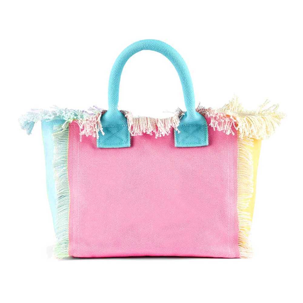 Solid Color Simple Design Womens Tassels Handbag Large Capacity Canvas Bag Beach Bag Luxury Brand Medium Size Tote Bag