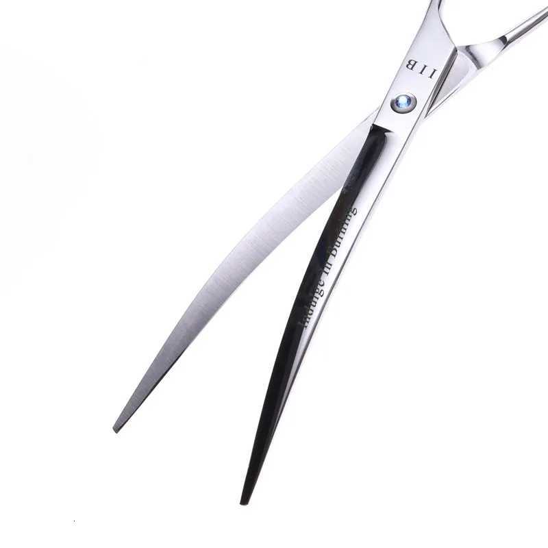 9 Inch Hairdressing Scissors Professional Pets Grooming Scissors Salon Barber Curved Downward Cutting Shears of Silver with Case W250716