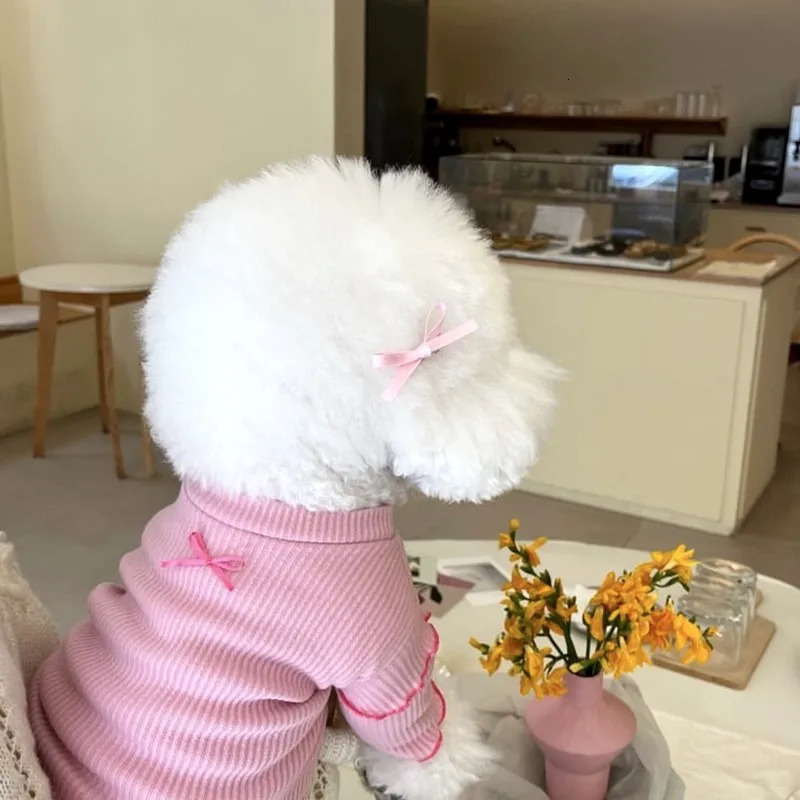 Dog Shirt Vest Pink Puppy Summer Clothes Thin Knitted Undershirt Chihuahua Bichon Girls Costume Flying Sleeves TShirt 250711