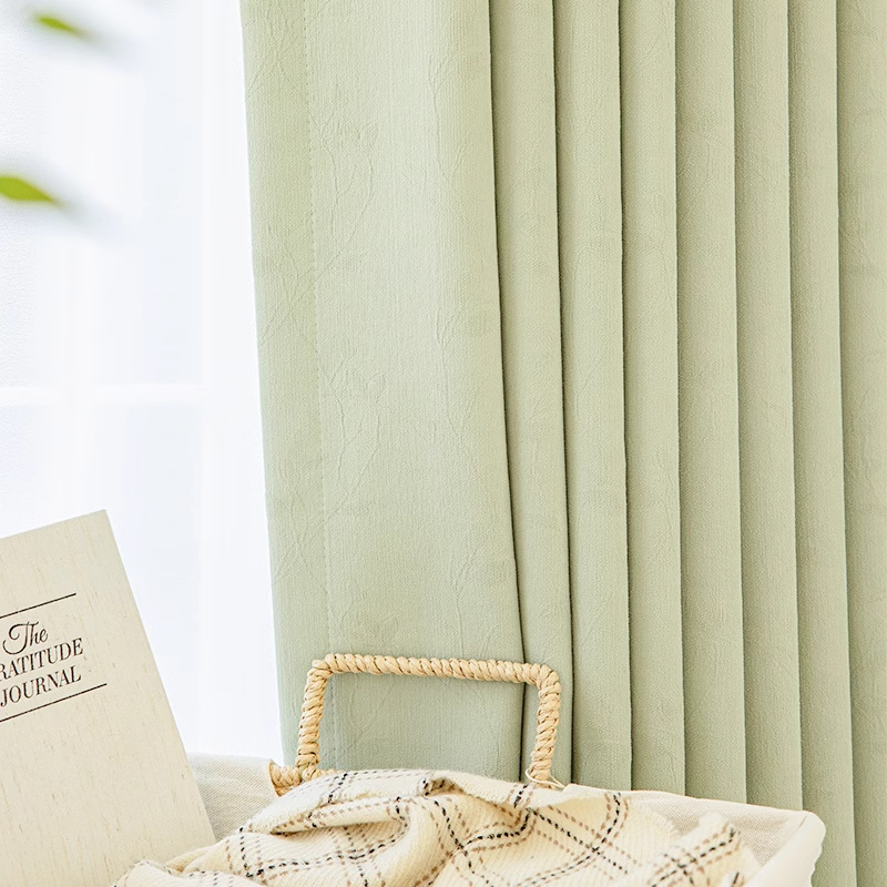 YL-36590 Jacquard chenille cream green curtain blackout fabric 2025 new bedroom high-end living room light luxury modern simplicity