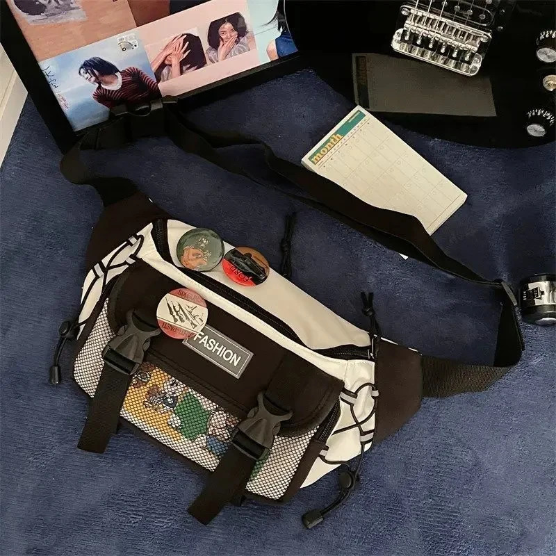 Japanese Style Chest Bag Trendy Casual Crossbody Bag Ins Nylon Small Shoulder Bag Large Capacity Waist Bag Student Mob 250714