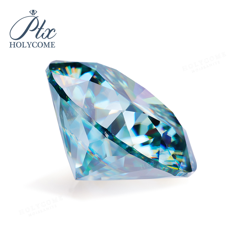 Round Shape 9 Hearts 1 Flower Moissanite High Quality VVS Primary Color Aqua Blue 0.5ct 1ct 2ct 3ct Lab Created Moissanite with GRA Certificate