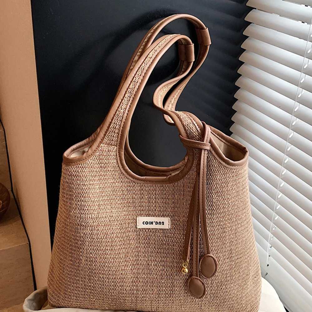Texture Women Tote Bag Contrast Color Stripe Shoulder Bags Large Capacity Female Daily Commute All-match Underarm Packs Handbags