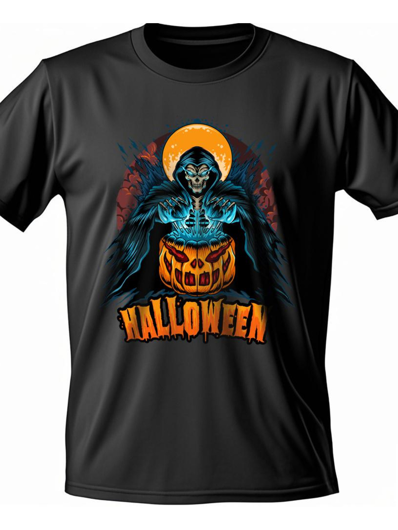 VogueEpoch Short sleeve 180g Graphics Cotton White Men Skull Round collar Adult S-3XL black T Shirts Halloween Wed d4