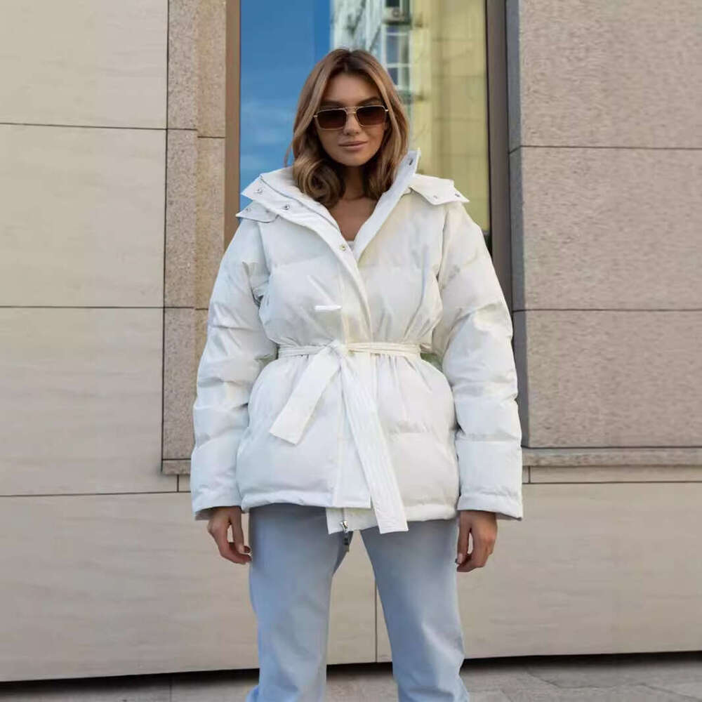 New Women's Hooded Cotton Jacket, Stylish Thickened Warm Versatile Zipper Puffer Jacket B5