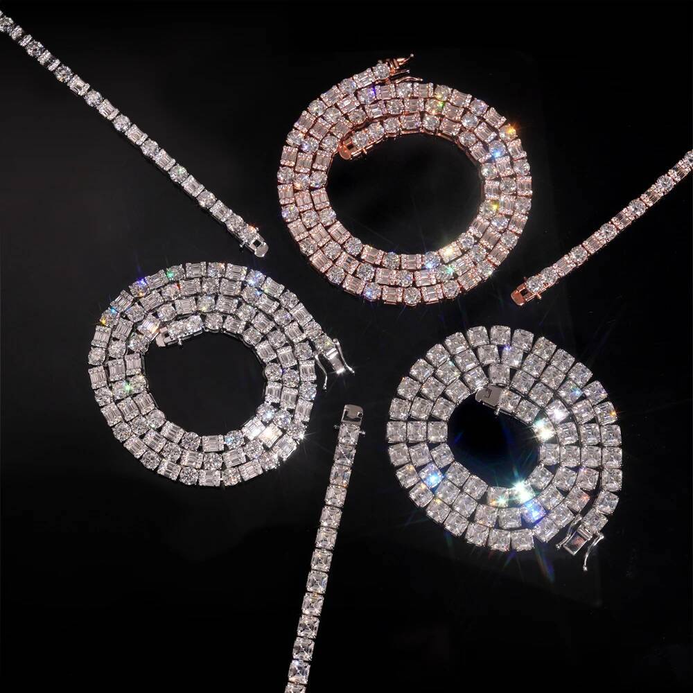 New Arrivals Hot Selling Iced Out Hip Hop 925 Silver VVS1 Moissanite Tennis Chain Bracelet GRA Certificated