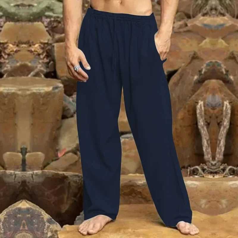 New Mens Spring and Autumn Leisure Solid Color All Pull Rope Straight Leg Wide Leg Pants Quick Dry Breathable Jogging Pants y250716
