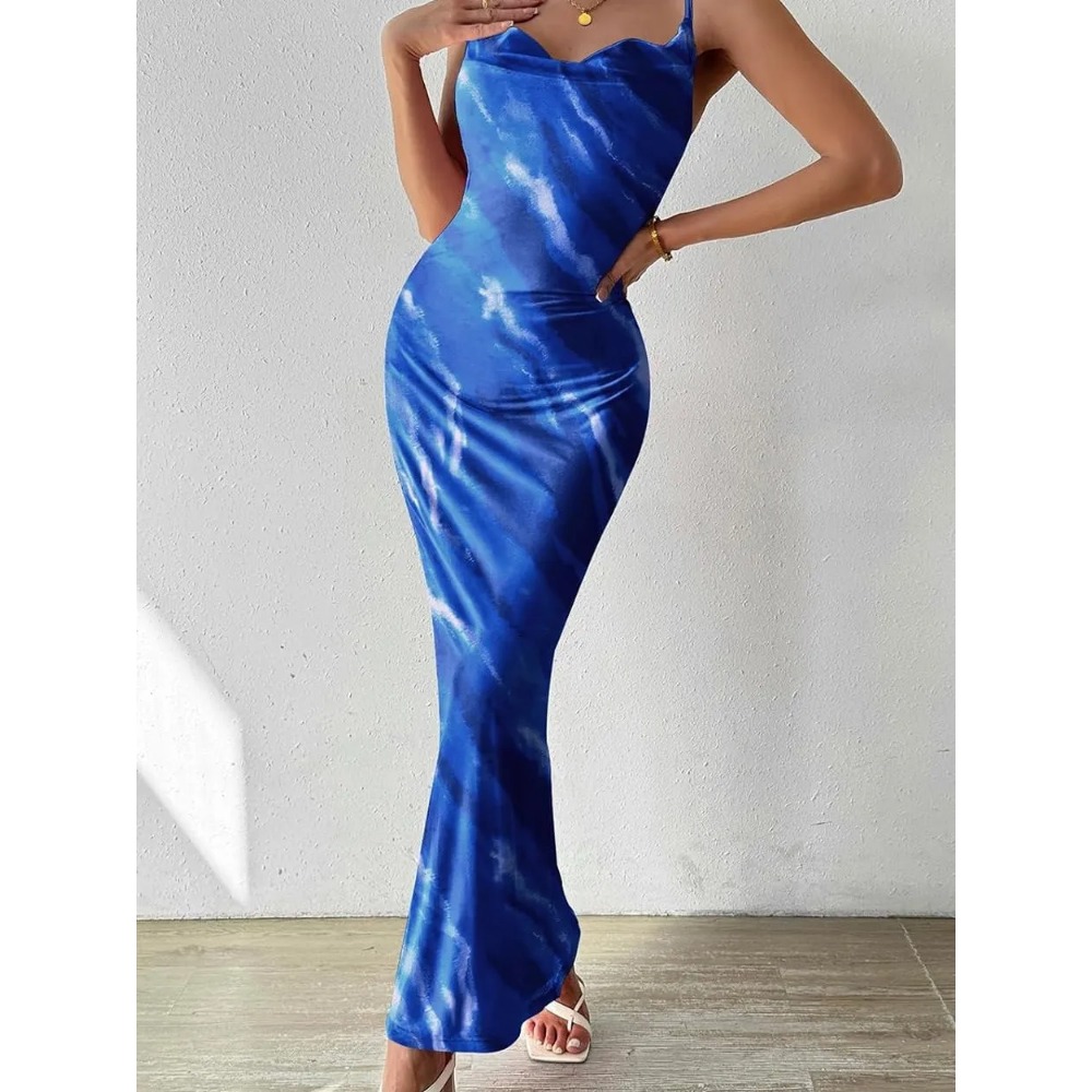 Womens Dresses Designer Floral Spaghetti Strap Sleeveless Printed Halter Dress Summer High Waist Sexy Dresses Evening Party Elegant Casual Bodycon Dre