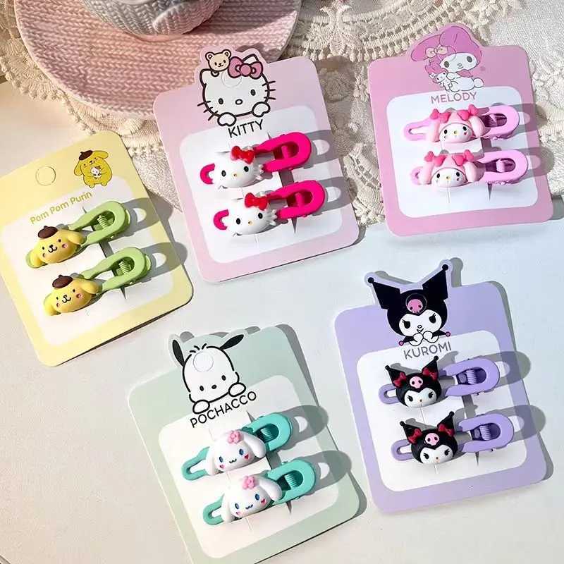 Sanrio 50pcs/lot Kawaii Cartoon Characters Hello Kitty Kuromi My Melody Duckbill Hairpin Cartoon Cute Girl Heart Headdress Wholesale w250716