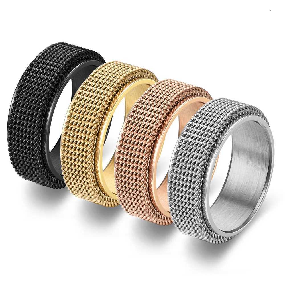 Anti-Stress Rotating Mesh Chain MenS Finger Ring Anxiety Relief Spinning Metal Spinner Fidget Ring Trendy Jewelry Anillos S250716