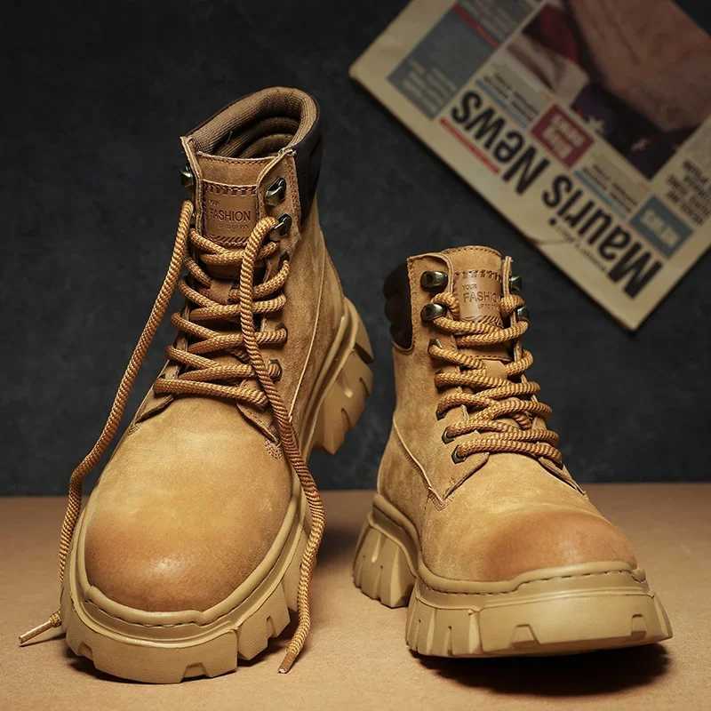 2024 New Spring and Autumn Edition Genuine Leather British Style Autumn and Winter High Rise Thick Bottom Suede Retro Workwear W250716