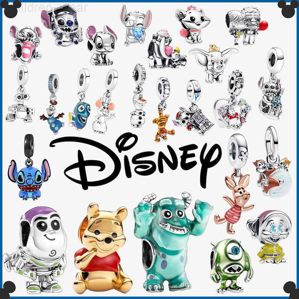 Disney Stitch Mickey Winnie 925 Sterling Silver Dangle Charms Fit Original Bracelet Beads Jewelry DIY Gift W20250716