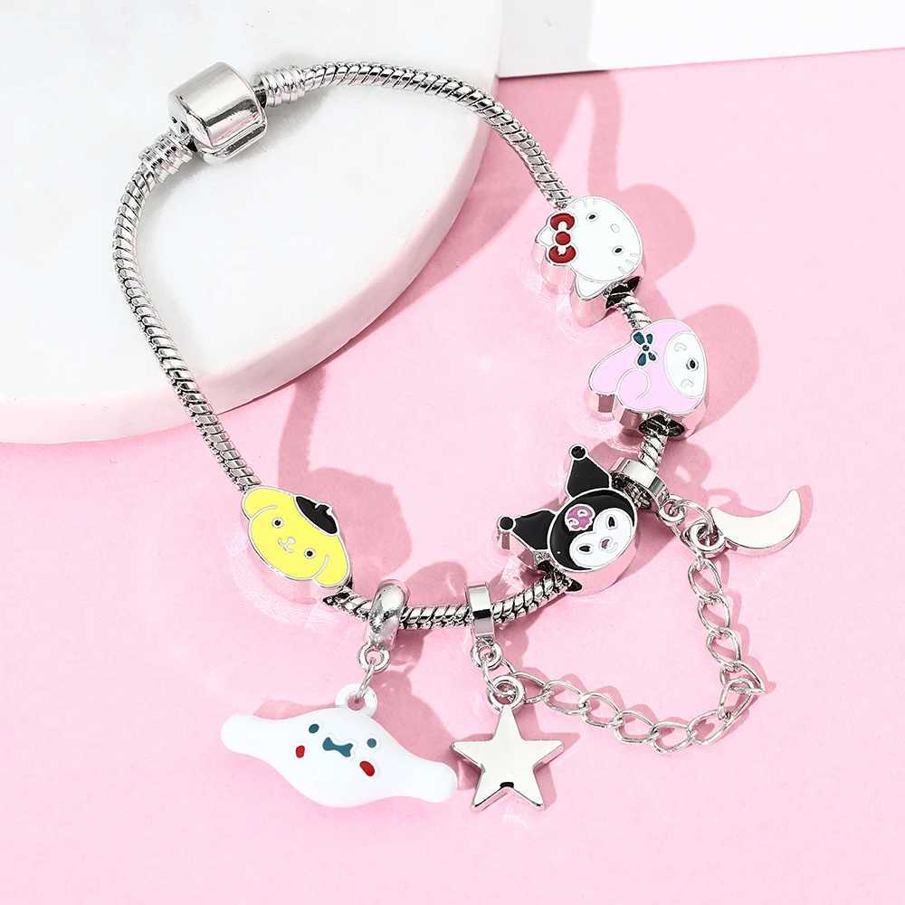 Sanrio Accessories Anime Hello Kitty Melody Kuromi Bead Pendant Fits DIY Women Bracelet Original Jewelry Gift w250716