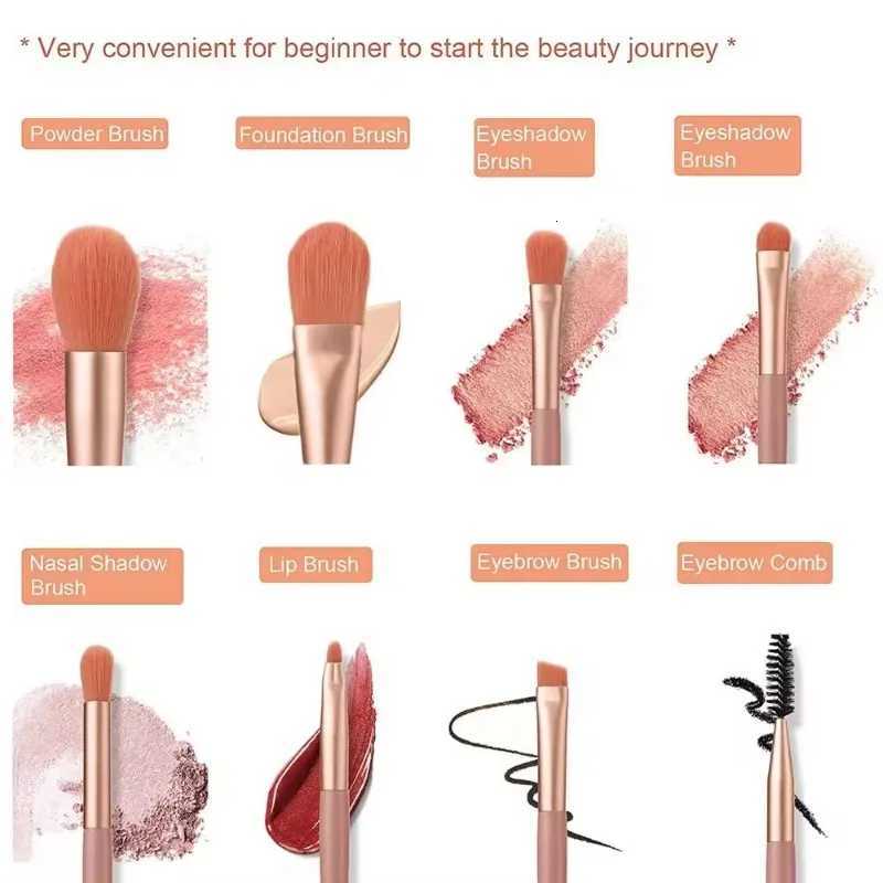 Portable 8Pcs Eyeshadow Foundation Blending Makeup Brush Soft Fluffy Cosmetics Concealer Makeup Brush Professional Makeup Tool XJ2500716