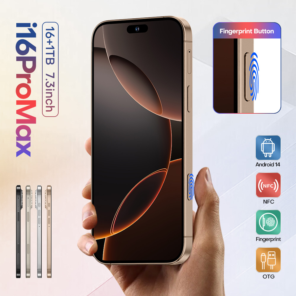 2025 NEW Cellphones i15 i16 Pro Max Mobile Phones 4G 5G 7.3HD Original Smartphone 8000mAh Android 14 Global Version Cell Phone Dual SIM Card