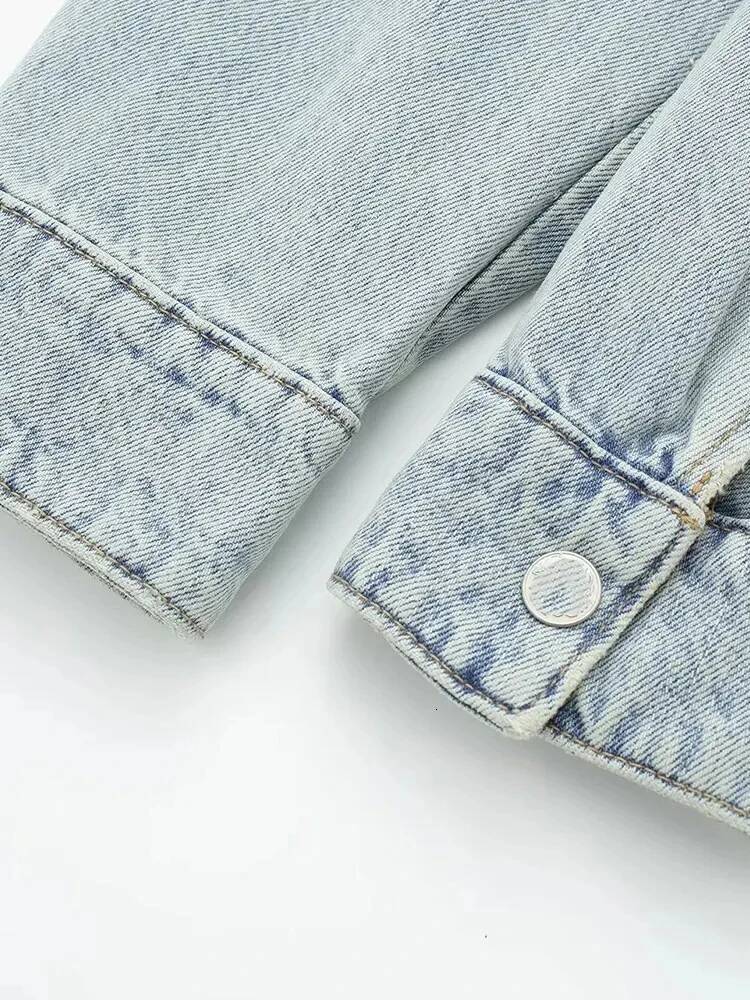 Nlzgmsj 2025 Autumn Winter Denim Coat Lapel Long Sleeve Short Jackets Lady Chic Loose Streetwear Women Jacket
