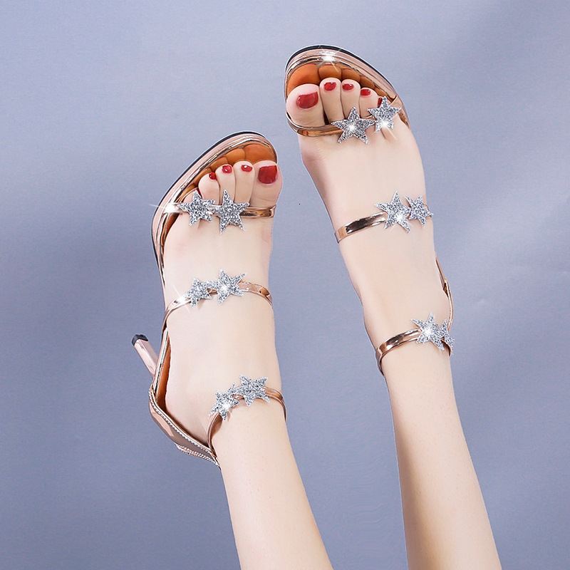 Designer sandals Back Zipper Sandals 2025 Summer Versatile One-Strap Waterproof Platform Soft Leather Fairy Thin Heel Rhinestone High Heels for Women