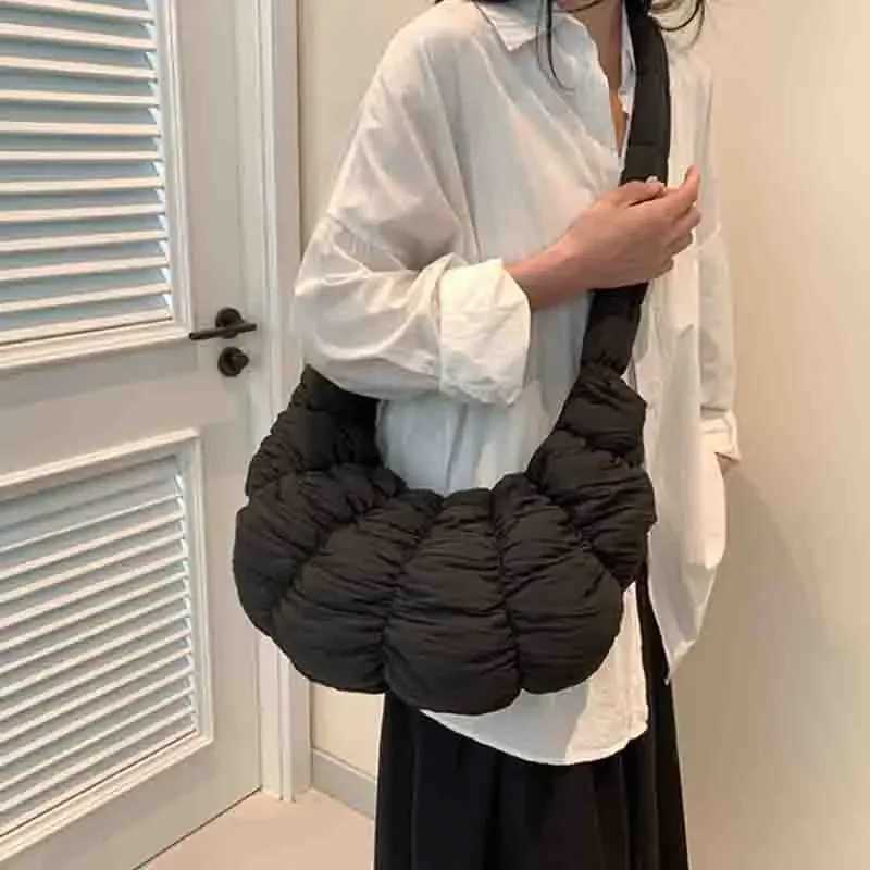 Pleated Cloud Dumpling Bags Quilted Cotton Crossbody BagsLadies High Quality Shoulder Bag Large Capacity Puffer Women Sling Bags