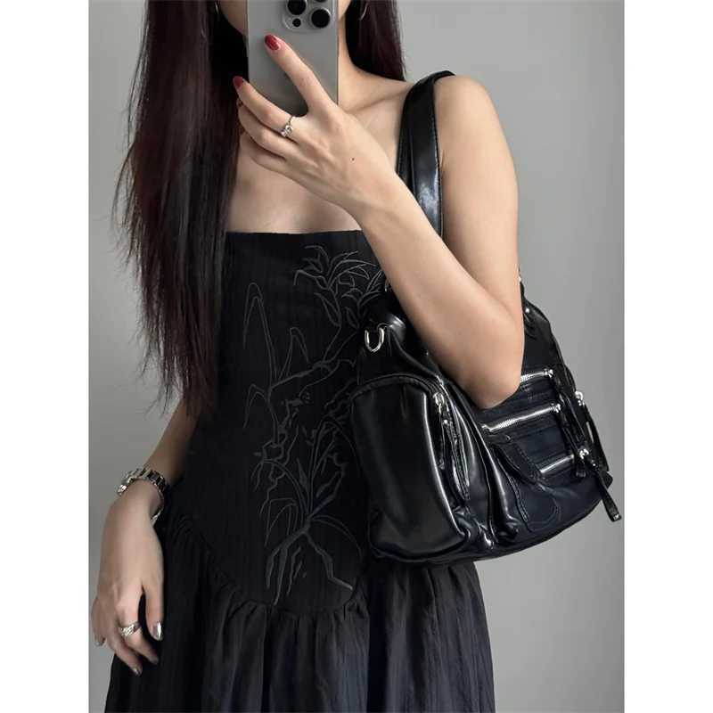 2024 Autumn New Sle Large Capaci Motorcycle Bag Casual Soft Single oulder Crossbody Bag for Spicy Girls Commuting Tote Bag