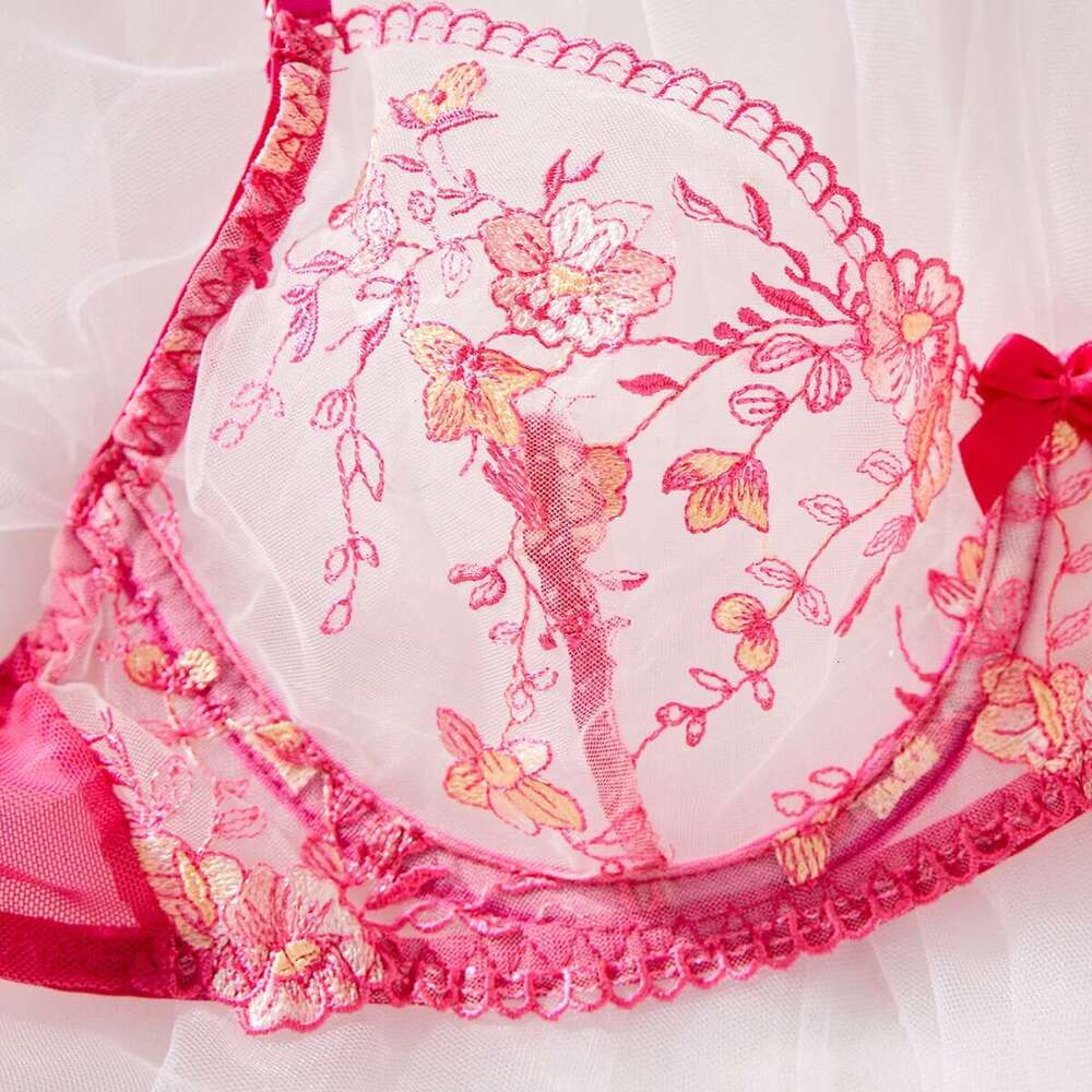Red Sexy Lingerie Set Lace Lingerie Sexy Underwear Sexy Women S Floral Embroidery Lingerie Bra Set