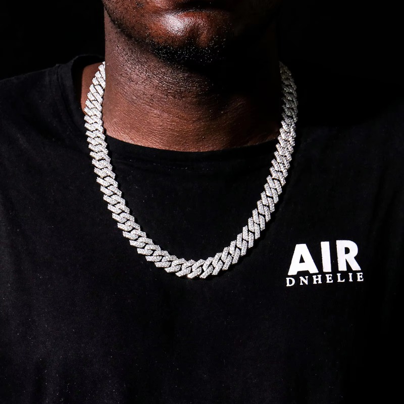6mm 18/20/22inches Silver Wholesale Choker Custom Cuban Link Chain Gold Cuban Chains Moissanite Cuban Chain Necklace