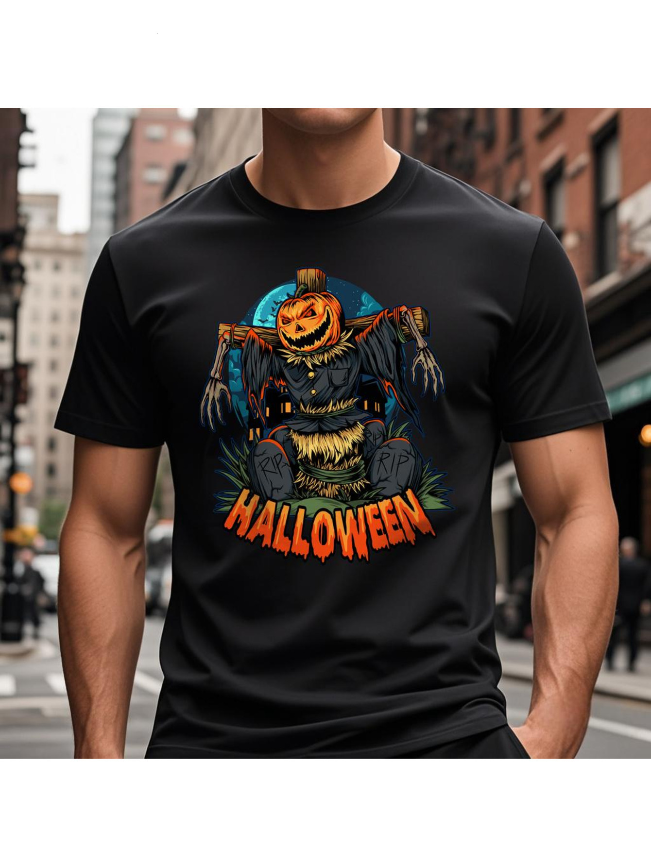 VogueEpoch Graphics S-3XL Adult Round collar White T Shirts Men black 180g Short sleeve Cotton text Halloween Wed e4