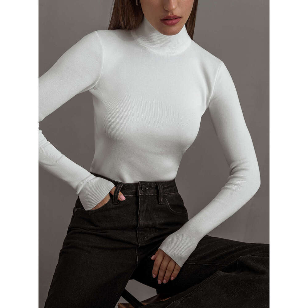 Half Turtleneck Base Shirt Autumn Winter New Elegant Slim Fit Warm Long Sleeve Inner Sweater B5