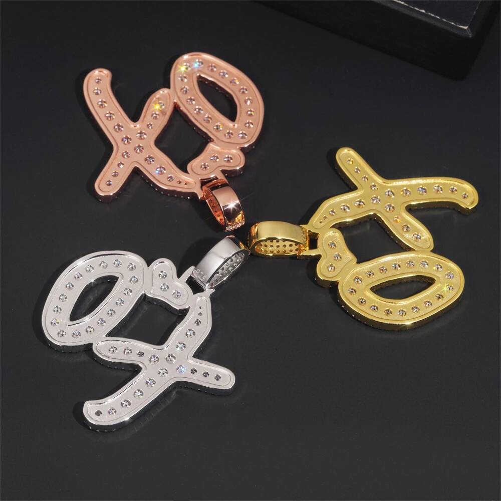 925 Silver Iced Out Moissanite XO Letter Hip Hop Pendant GRA Certification