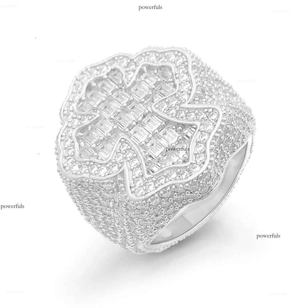 Zhenxuan s Sier Inlaid VVS Moissanite Hip Hop Cross Ring Fashion Trend Essential Ins Jewelry