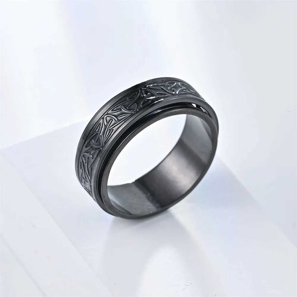 Hip Hop Celtic Knot Rune Rotating Anxiety Rings For Men Viking Script Stainless Steel Fidget Metal Spinner Rings Anillos S250716