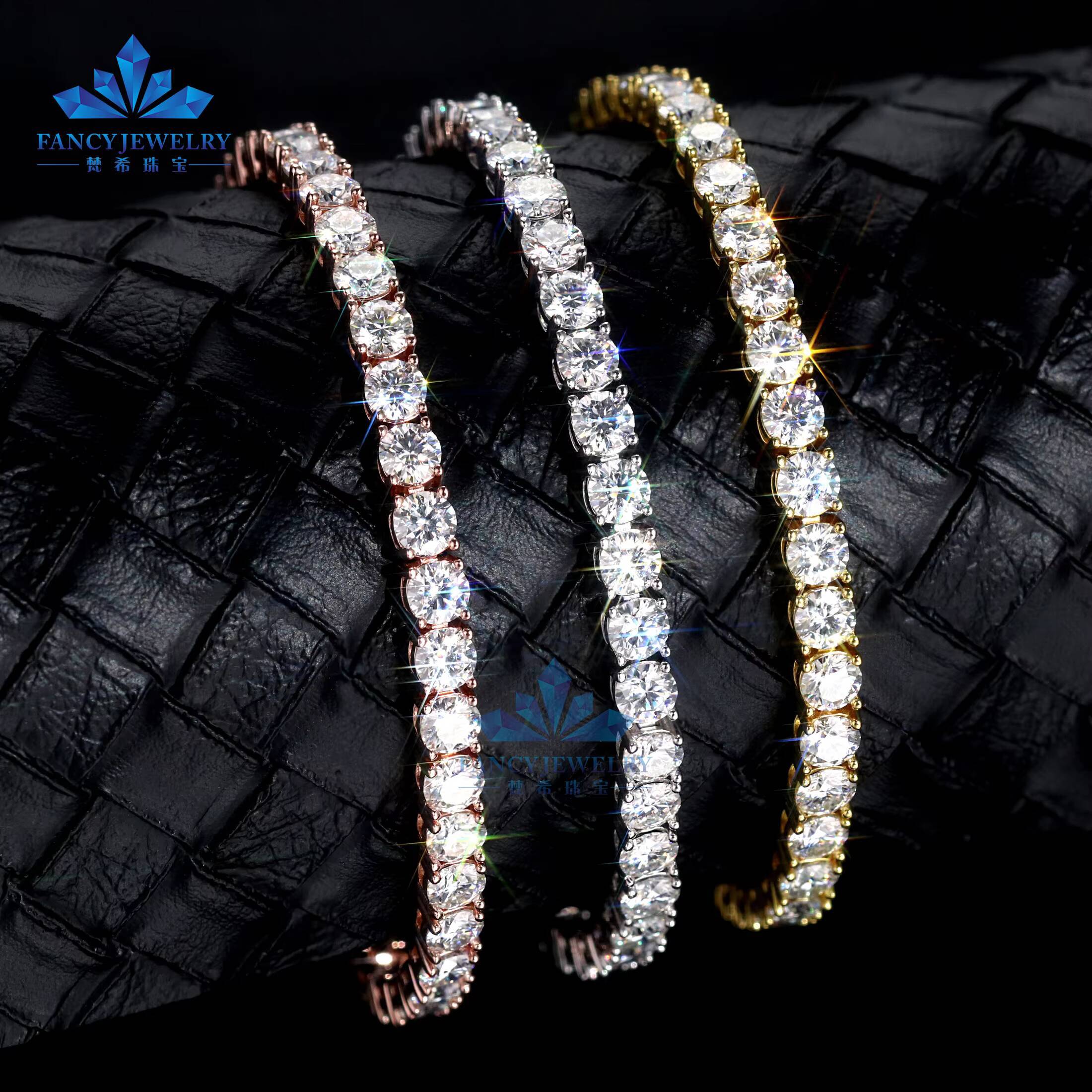 Wholesale Factory Price Iced Out 2mm 3mm Moissanite Necklace 925 Sterling Silver Lab Diamond VVS Moissanite Tennis Chain