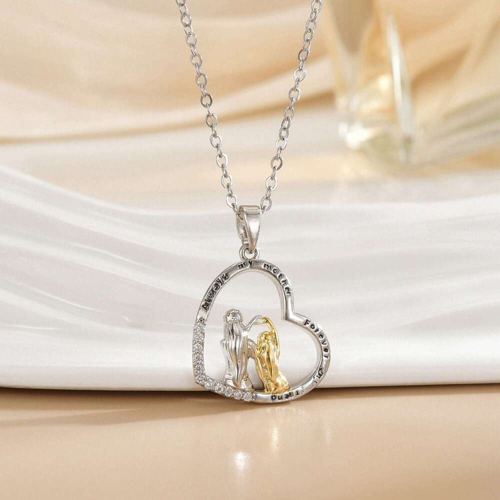 Mother's Day Heart-Shaped Mother-Daughter Love Necklace Light Niche Fashion Jewelry Non-Fading Collarbone Chain 554