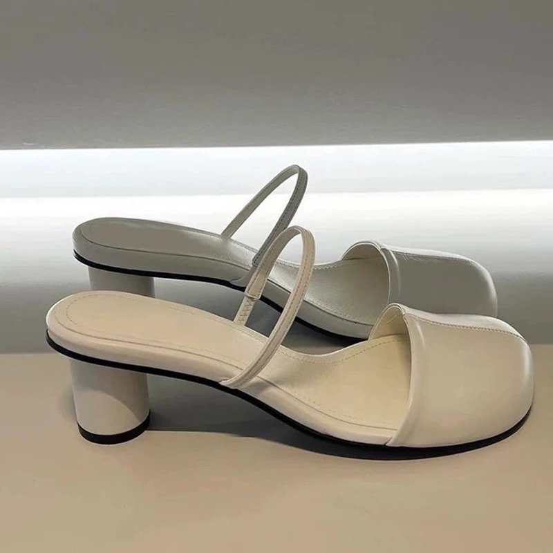 Summer Cover Toe Women Mules Slippers Elegant Slip On Singbacks Slides Ladies Outdoor Street Style Sandalias 250712