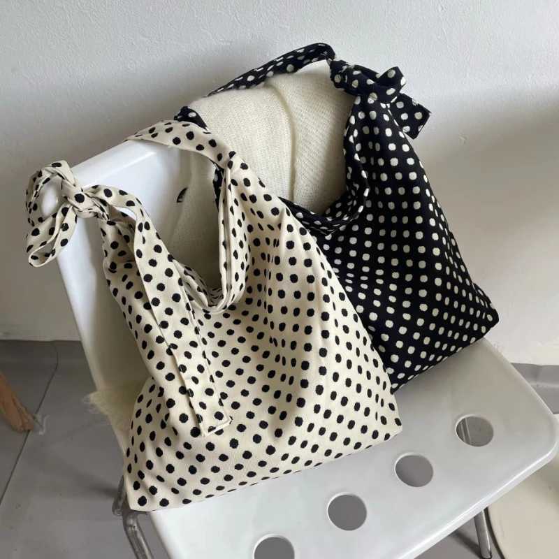 Polka Dot Shoulder Bag able Canvas Crossbody Bag Adjustable Single Satchel for Bloggers Trendy Korean Sle Soft Handbag