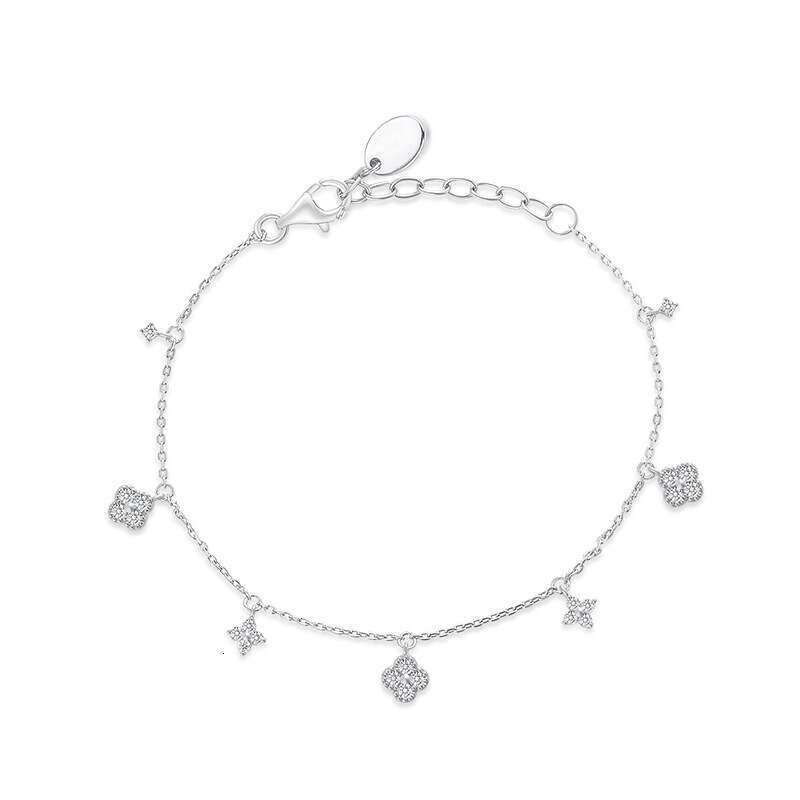S Pure Sier Lucky Four-Leaf Flower Mini Necklace Bracelet Jewelry Set for Women French Elegant Light Sweet Gift