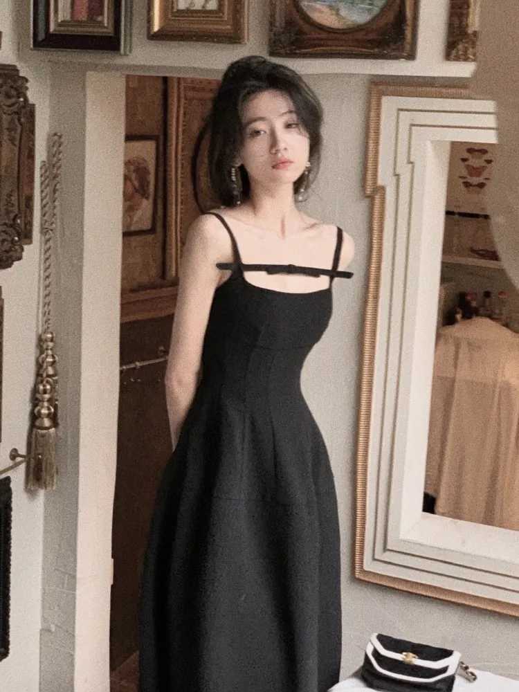 2K Summer Short Dresses for Women Solid Spaghetti Strap Evening Party Dress Elegant Korean A-line One Piece Vestido Mujer New R250716