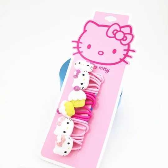 Sanrio New Hello Kitty Hair Clip Childrens Hairpin Cute Bow Side Clip Headdress Rubber Band Jewelry Kid Hair Rope w250716