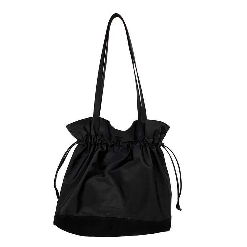 Patchwork Women Canvas Shoulder Bags Large Capacity Ruched Design Cloth Handbag Tote Big Eco Shopping Bag For Girls