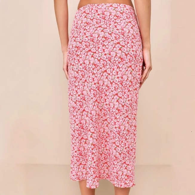 2025 Cross-Border European and American Floral High-Waisted A-Line Skirt French Gentle Elegant Style Amazon