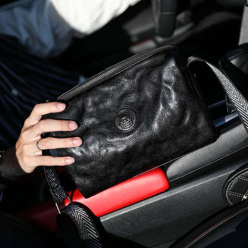 Shoulder Bag Men Soft Zipper Lion Genuine Cowhide Crossbody Messenger Bags For Man Large Capacity Ipad Pillow Male