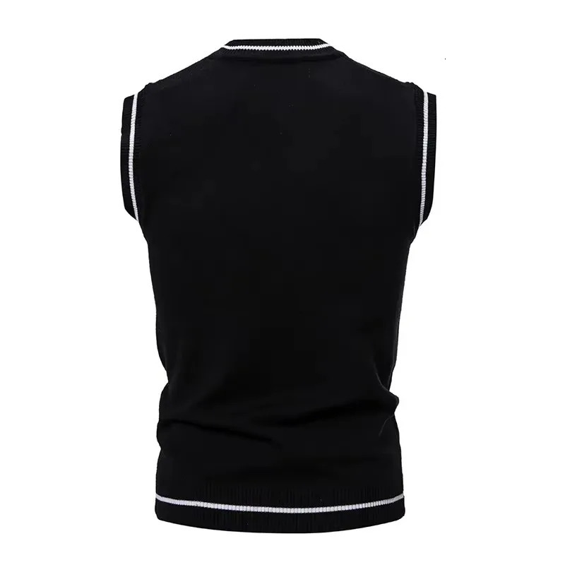 Autumn and Winter Mens Warm Sweater Vest Fashionable Casual College Style Knitted Sweater 250716