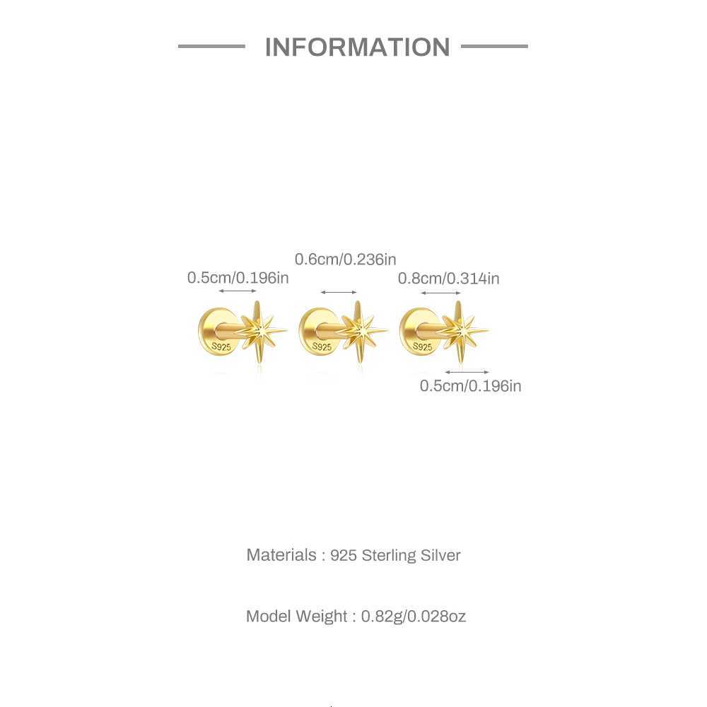 925 Sterling Silver 4PCS Set 7.5/9/10/13mm Zircon Piercing Stud Earrings for Women Luxury Gold Dangling Jewelry y250715