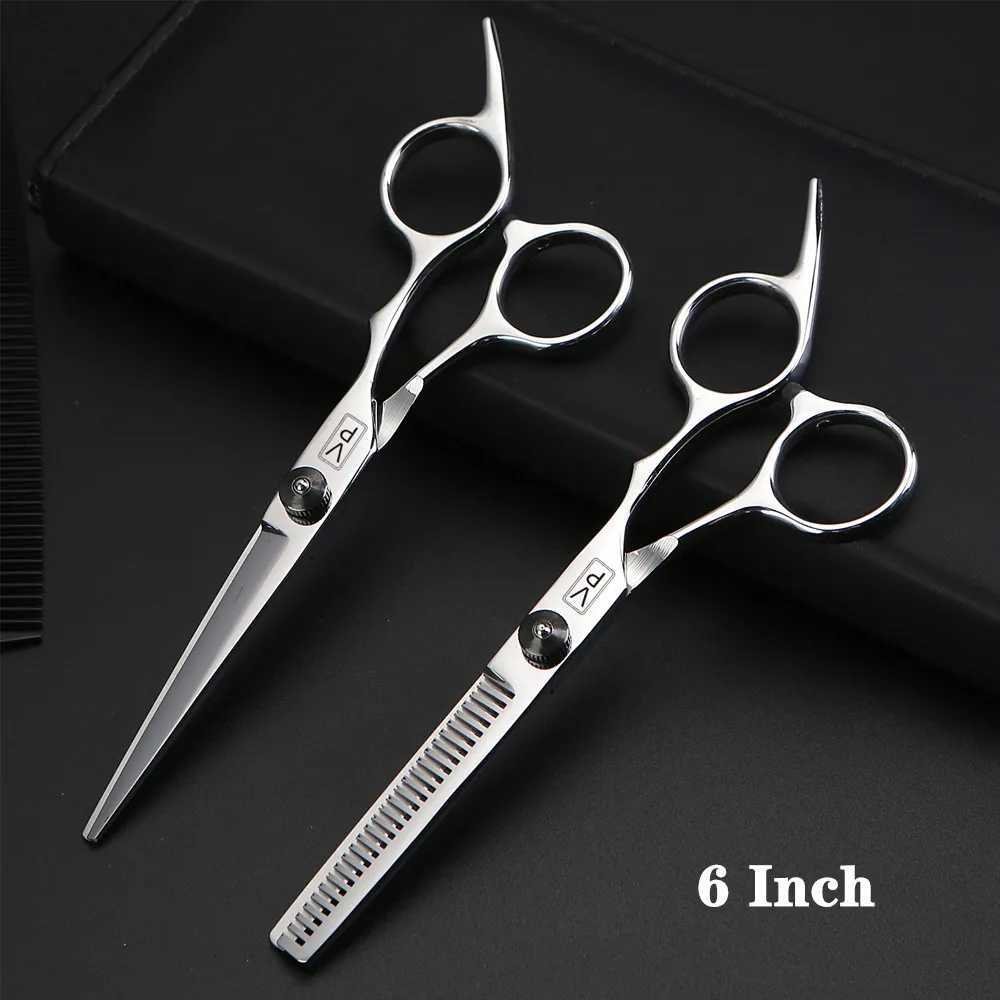 Japan Steel 6.0 Inch Professional Hairdressing Scissors Barber Scissors Set Cutting Shears Thinning Scissors Haircut Accessories W250716