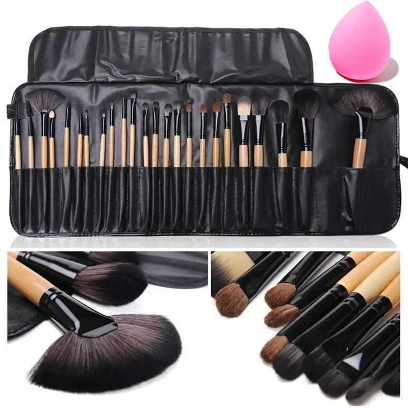 Free Gift Bag and Sponge for 24 pcs Makeup Brush Sets Cosmetics Brushes Eyebrow Powder Foundation Shadows Makeup Tools XJ2500716