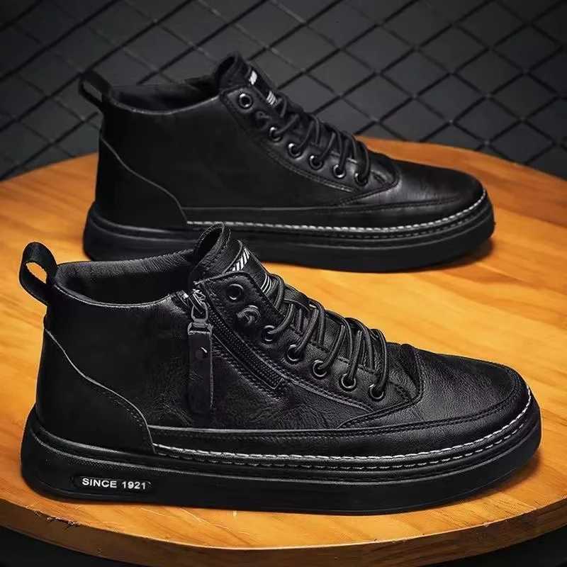 Handmade Leather Casual Shoes for Men Design Sneakers Man Comfortable High Top Boots Mens Loafers Platform Moccasins Driving W250716