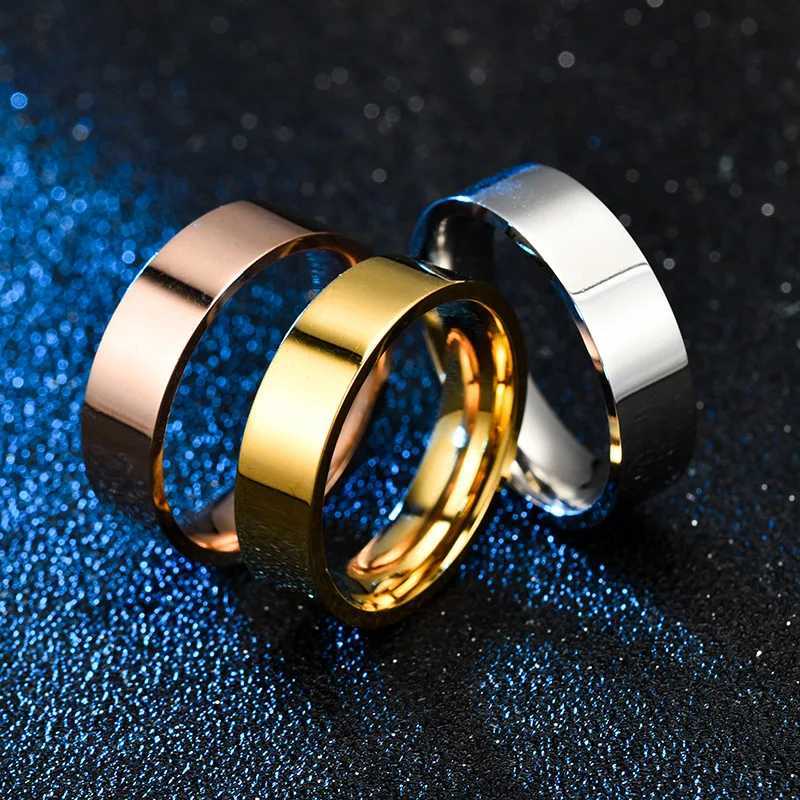 High Quality 2mm 4mm 6mm Simple Ring Fashion Rose Gold Silver Color Stainless Steel Couple Wedding Ring for Men and Women S250716