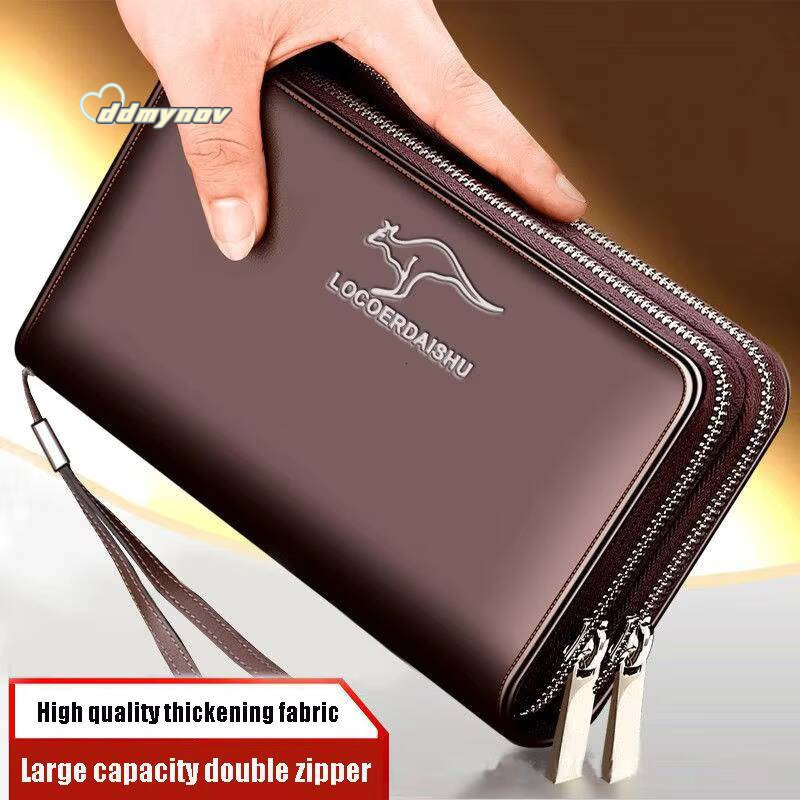 Mens leather wallet Large Capacity billeteras para hombre Double Zipper Men Clutch Bag portafoglio uomo Male Business Wallet ddmynov